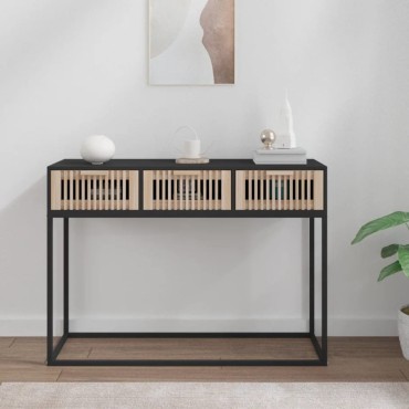 vidaXL Τραπέζι Κονσόλα Μαύρο 105x30x75cm Επεξεργασμένο Ξύλο / Σίδηρος 1 τεμ.