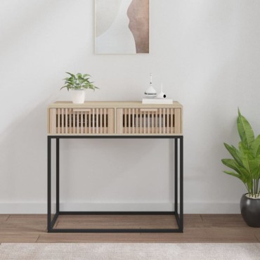 vidaXL Τραπέζι Κονσόλα 80x30x75cm από Επεξεργασμένο Ξύλο και Σίδερο 1 τεμ.