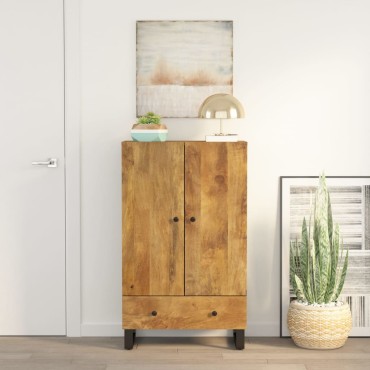 vidaXL Ντουλάπι Ψηλό με Συρτάρι 60x33x100cm Μασίφ Ξύλο Μάνγκο&Σίδερο 1 τεμ.