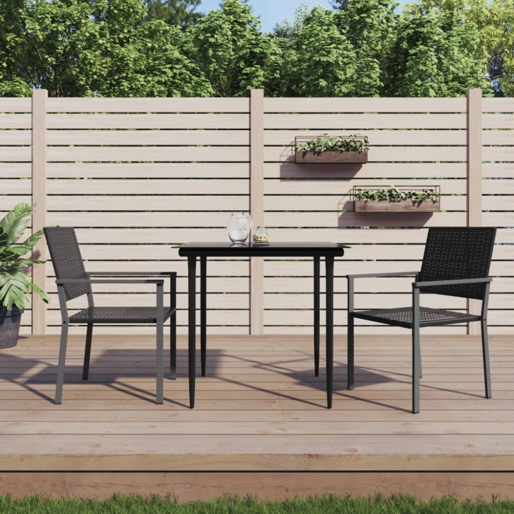 vidaXL Καρέκλες Κήπου 2 τεμ. Μαύρο 54x62,5x89cm από Συνθετικό Ρατάν