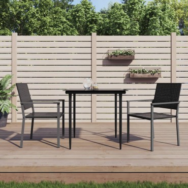 vidaXL Καρέκλες Κήπου 2 τεμ. Μαύρο 54x62,5x89cm από Συνθετικό Ρατάν