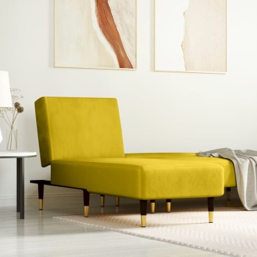 vidaXL Ανάκλιντρο Κίτρινο Βελούδινο 55x140x70cm 1 τεμ.