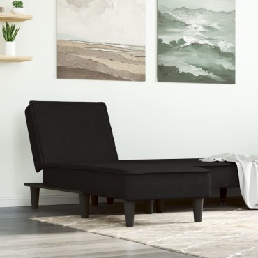 vidaXL Ανάκλιντρο μΑΎΡΟ Βελούδινο 55x140x70cm 1 τεμ.