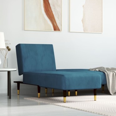 vidaXL Ανάκλιντρο Μπλε Βελούδινο 55x140x70cm 1 τεμ.