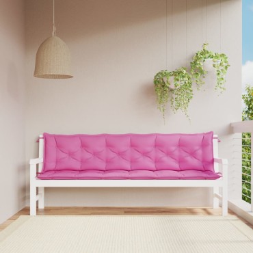 vidaXL Μαξιλάρια Πάγκου Κήπου 2 τεμ. Ροζ 200x50x7cm Υφασμάτινα