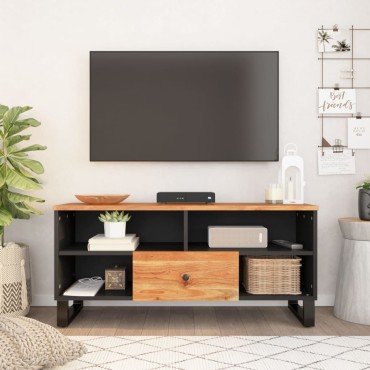 vidaXL Έπιπλο Τηλεόρασης 100x33x46cm Μασίφ Ξύλο Ακακίας & Επεξ. Ξύλο