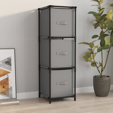 vidaXL Ντουλάπι με 3 Υφασμάτινα Συρτάρια Γκρι 34x34x101cm από Ατσάλι 1 τεμ.