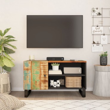 vidaXL Έπιπλο Τηλεόρασης 80x33x46cm Μασίφ Ανακυκλ. Ξύλο & Επεξ. Ξύλο