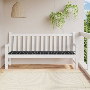 vidaXL Μαξιλάρι Πάγκου Μαύρο Καρό 200x50x4cm Ύφασμα Oxford