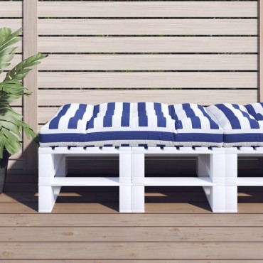 vidaXL Μαξιλάρι Παλέτας Μπλε & Λευκό Ριγέ 120x80x12cm Υφασμάτινο