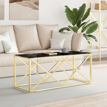 vidaXL Τραπέζι Σαλονιού 110x45x45cm από Ανοξ. Ατσάλι και Γυαλί 1 τεμ.