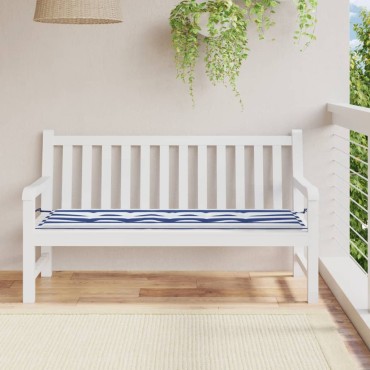 vidaXL Μαξιλάρι Πάγκου Κήπου Μπλε&Λευκό Ριγέ 150x50x4cm Ύφασμα Oxford