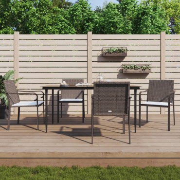 vidaXL Καρέκλες Κήπου με Μαξιλάρια 4 τεμ. Καφέ 56x59x84cm Συνθ. Ρατάν