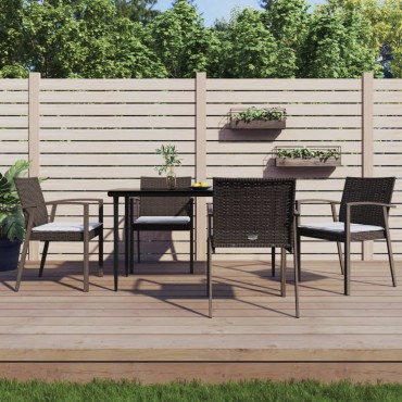 vidaXL Καρέκλες Κήπου με Μαξιλάρια 4 τεμ. Καφέ 56,5x57x83cm Συνθ. Ρατάν