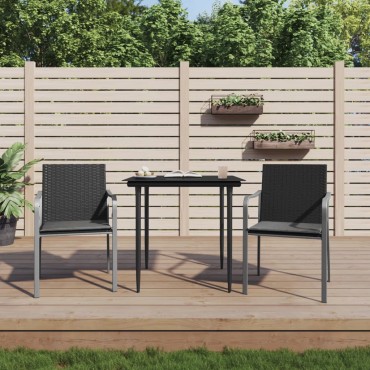 vidaXL Καρέκλες Κήπου 2 τεμ. Μαύρο 56x59x84cm Συνθ. Ρατάν & Μαξιλάρια