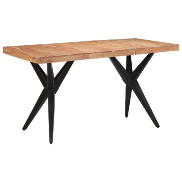 vidaXL Τραπεζαρία Μαύρη 140x70x76cm από Μασίφ Ξύλο Ακακίας 1 τεμ.