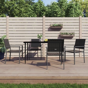 vidaXL Καρέκλες Κήπου 4 τεμ. Μαύρες 54x62,5x89cm από Συνθετικό Ρατάν