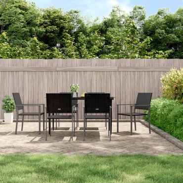 vidaXL Καρέκλες Κήπου 6 τεμ. Μαύρες 54x62,5x89cm από Συνθετικό Ρατάν