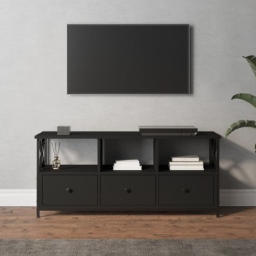 vidaXL Έπιπλο Τηλεόρασης Μαύρο 102x33x45cm Επεξεργασμένο Ξύλο/Σίδερο
