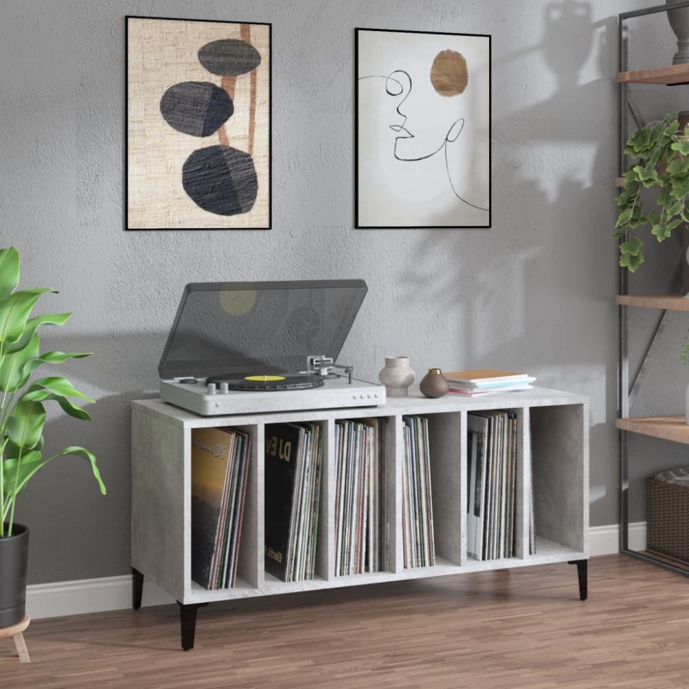 vidaXL Δισκοθήκη Γκρι Σκυροδέματος 100x38x48cm Επεξεργασμένο Ξύλο 1 τεμ.