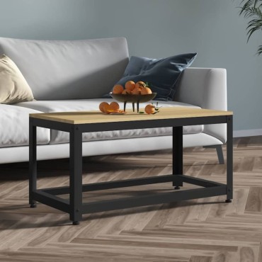 vidaXL Τραπεζάκι Σαλονιού Αν. Καφέ/Μαύρο 90x45x45cm από MDF/Σίδερο 1 τεμ.