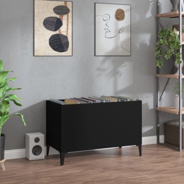 vidaXL Δισκοθήκη Μαύρη 74,5x38x48cm από Επεξεργασμένο Ξύλο