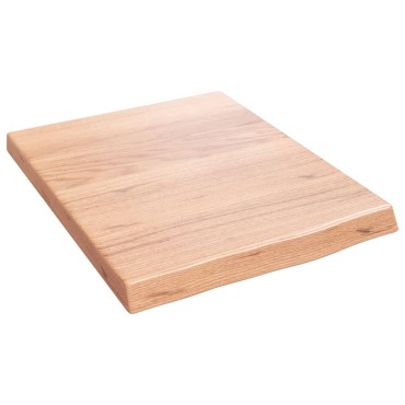 vidaXL Ράφι Τοίχου Ανοιχτό Καφέ 40x50x(2-4)cm Επεξ. Μασίφ Ξύλο Δρυός 1 τεμ.