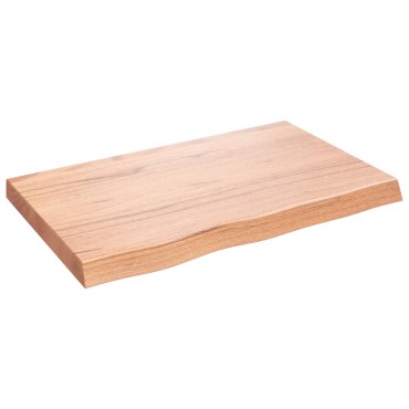 vidaXL Ράφι Τοίχου Ανοιχτό Καφέ 80x50x(2-6)cm Επεξ. Μασίφ Ξύλο Δρυός 1 τεμ.
