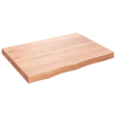 vidaXL Ράφι Τοίχου Ανοιχτό Καφέ 80x60x(2-6)cm Επεξ. Μασίφ Ξύλο Δρυός 1 τεμ.