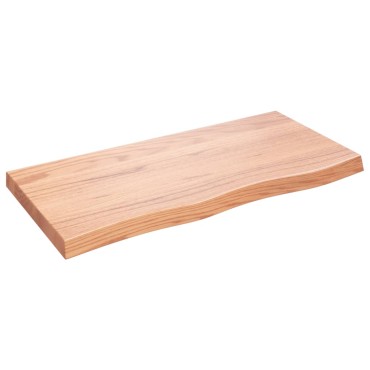 vidaXL Ράφι Τοίχου Ανοιχτό Καφέ 100x50x(2-6)cm Επεξ. Μασίφ Ξύλο Δρυός 1 τεμ.