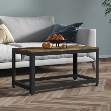 vidaXL Τραπεζάκι Σαλονιού Σκ. Καφέ/Μαύρο 90x45x45cm από MDF/Σίδερο 1 τεμ.