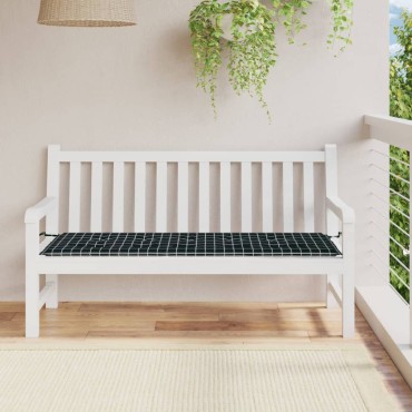 vidaXL Μαξιλάρι Πάγκου Κήπου Μαύρο Καρό 150x50x4cm Ύφασμα Oxford