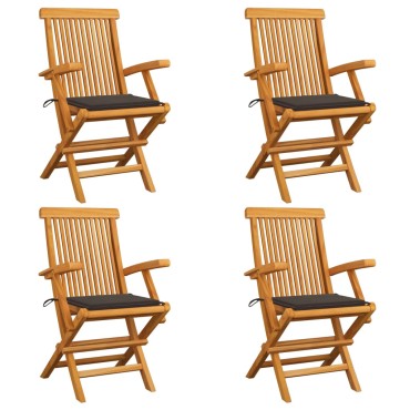 vidaXL Καρέκλες Κήπου 4 τεμ. από Μασίφ Ξύλο Teak με Taupe Μαξιλάρια 55x60x89cm