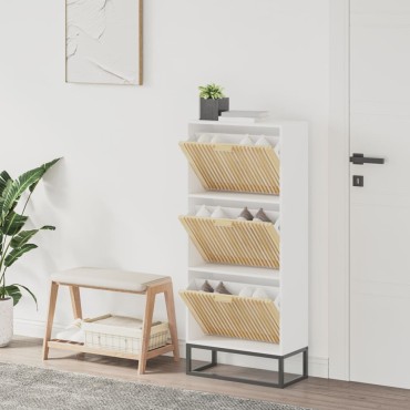 vidaXL Παπουτσοθήκη Λευκή 52x25x120cm από Επεξεργασμένο Ξύλο