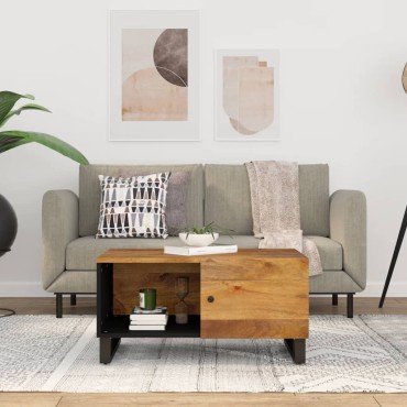 vidaXL Τραπεζάκι Σαλονιού 80x50x40cm Μασίφ Ξύλο Μάνγκο & Επεξ. Ξύλο 1 τεμ.