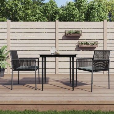 vidaXL Καρέκλες Κήπου 2 τεμ. Μαύρες 54x60,5x83,5cm Συνθ. Ρατάν/Μαξιλ.