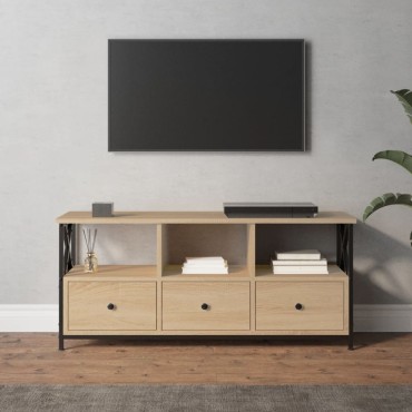 vidaXL Έπιπλο Τηλεόρασης Sonoma Δρυς 102x33x45cm Επεξ. Ξύλο/Σίδερο