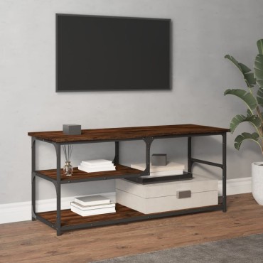 vidaXL Έπιπλο Τηλεόρασης Καπν. Δρυς 103x38x46,5cm Επεξ. Ξύλο & Ατσάλι