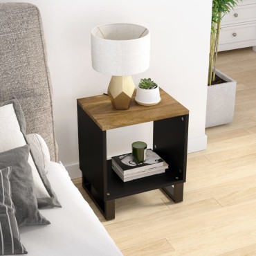 vidaXL Τραπεζάκι Σαλονιού 40x31x46cm Μασίφ Ξύλο Μάνγκο & Επεξ. Ξύλο 1 τεμ.