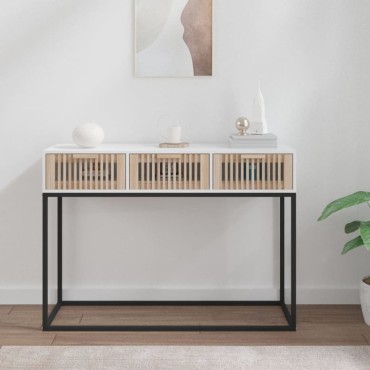 vidaXL Τραπέζι Κονσόλα Λευκό 105x30x75cm Επεξεργασμένο Ξύλο / Σίδερο 1 τεμ.
