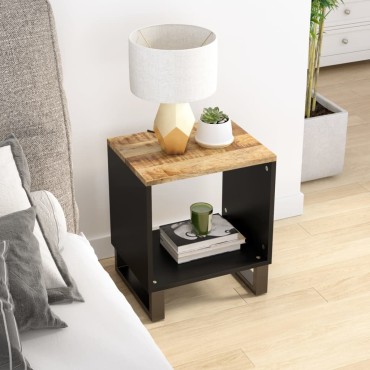 vidaXL Τραπεζάκι Σαλονιού 40x31x46cm Μασίφ Ξύλο Μάνγκο & Επεξ. Ξύλο 1 τεμ.