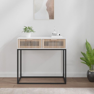 vidaXL Τραπέζι Κονσόλα Λευκό 80x30x75cm Επεξεργασμένο Ξύλο / Σίδερο 1 τεμ.