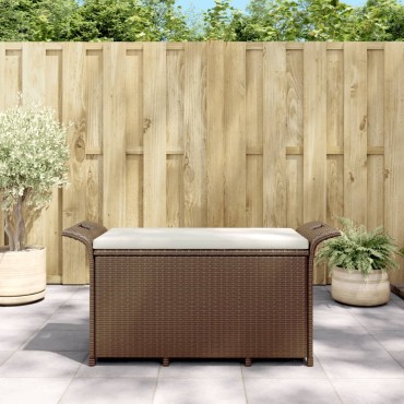 vidaXL Παγκάκι Κήπου με Μαξιλάρι Καφέ 116x46x57cm από Συνθ. Ρατάν 1 τεμ.