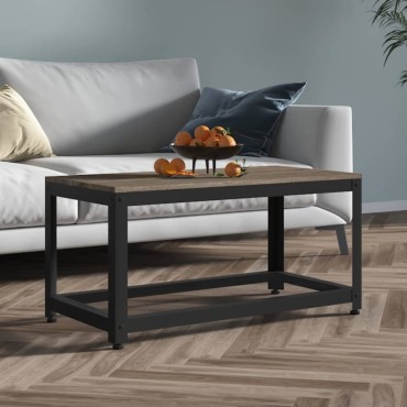 vidaXL Τραπεζάκι Σαλονιού Γκρι/Μαύρο 90x45x45cm από MDF/Σίδερο 1 τεμ.