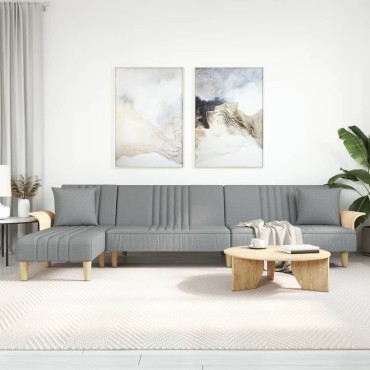 vidaXL Καναπές Κρεβάτι Γωνιακός Αν. Γκρι 279x140x70cm Υφασμάτινος 1 τεμ.