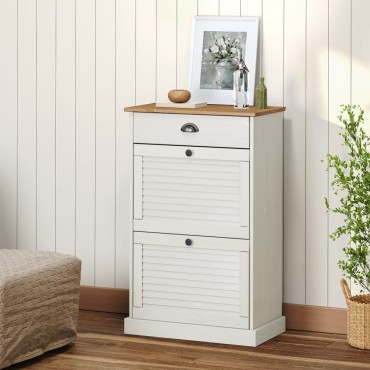 vidaXL Παπουτσοθήκη VIGO Λευκή 60x35x96cm από Μασίφ Ξύλο Πεύκου