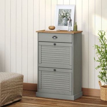 vidaXL Παπουτσοθήκη VIGO Γκρι 60x35x96cm από Μασίφ Ξύλο Πεύκου