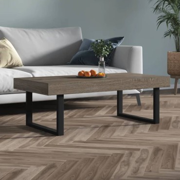 vidaXL Τραπεζάκι Σαλονιού Γκρι/Μαύρο 120x60x40cm από MDF/Σίδερο 1 τεμ.