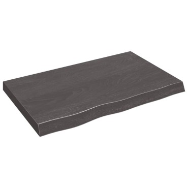 vidaXL Ράφι Τοίχου Σκούρο Καφέ 80x50x(2-6)cm Επεξ. Μασίφ Ξύλο Δρυός 1 τεμ.