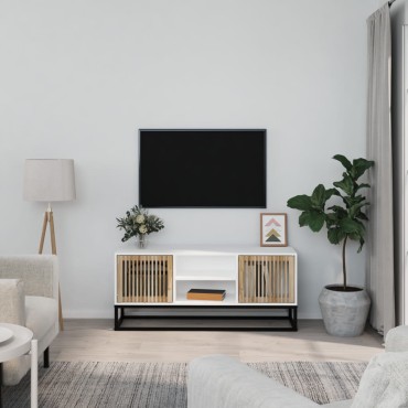 vidaXL Έπιπλο Τηλεόρασης Λευκό 105x30x45cm Επεξεργασμένο Ξύλο/Σίδερο
